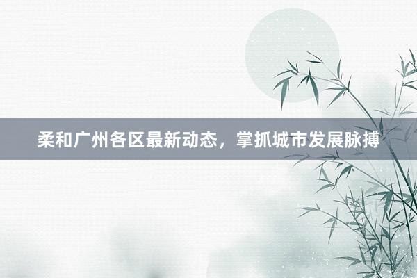 柔和广州各区最新动态，掌抓城市发展脉搏