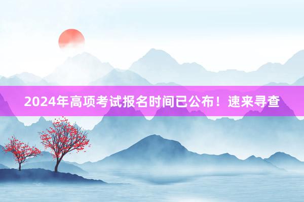2024年高项考试报名时间已公布！速来寻查
