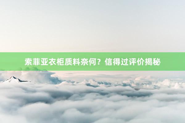 索菲亚衣柜质料奈何？信得过评价揭秘